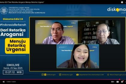 FOTO: Sesi diskusi oleh Prof. Nyarwi Ahmad, Ph.D dan Agus Sudibyo di acara Diskoma edisi ke-24, Kamis (25/09/2025).